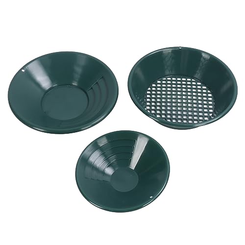 DriKou 3PCS Gold Panning Pan,Gold Mining Exploration Tools 90° Internal Thread Design Gold Pan ABS Beginner Set Suitable for Alluvial Mining Niobium Iron Ore von DriKou
