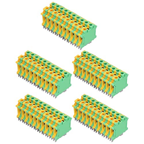 DriKou 50 Stück DIN Rail Mount Terminal, flamm hemmende Erdung terminals Block 76A USLKG-10 zum Erdung schutz von Ausrüstung schalen von DriKou