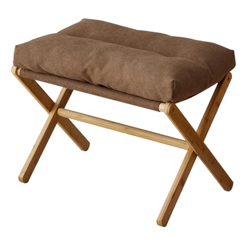 DriKou Faltbarer Fußhocker, x Bein moderner Kleiner osmanischer Fuß Ruhepolsterhocker für Wohnzimmer Schlafzimmer Eingangsbüro (Brown) von DriKou
