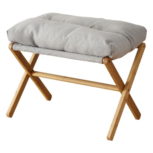 DriKou Faltbarer Fußhocker, x Bein moderner Kleiner osmanischer Fuß Ruhepolsterhocker für Wohnzimmer Schlafzimmer Eingangsbüro (Gray) von DriKou