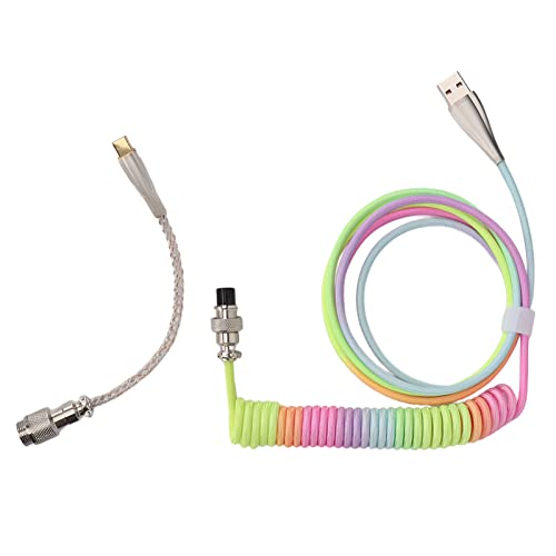 DriKou Gaming -Tastaturkabel -Gradientenfarbe RGB Luminous benutzerdefinierte mechanische Tastatur einverrückter USB -C -gewickelter Federkabel (Type 2) von DriKou