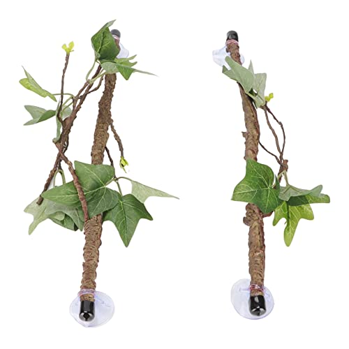 DriKou Reptile Corner Branch Crested Gecko Climbing Branches,Reptile Corner Branch Terrarium Plant Decoration with Suction Cups for Amphibian Lizard Snake Climbing von DriKou