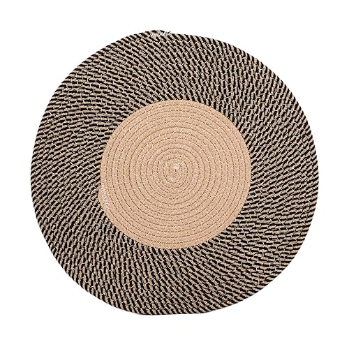 DriKou Runder Jute geflochtener Teppich, reversibler Retro nordischer Stil modischer Bereich Kreis Teppich für Schlafzimmer Wohnzimmer Flur Langlebige Jute Seil Material (He is 100cm) von DriKou