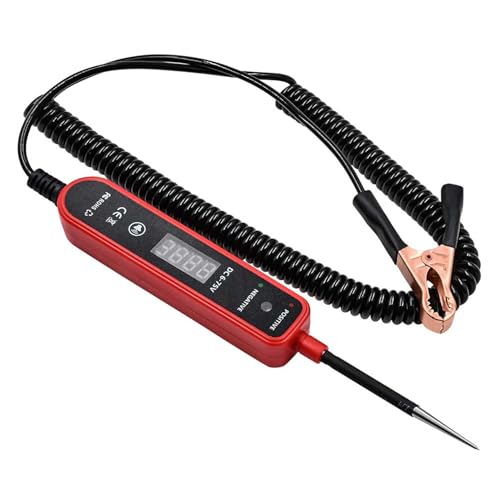 Drikou Automotive Circuit Tester, Stromkreis-Sondenprüfer 6-75V DC, LED-Digitalanzeige Auto Elektrische Testlicht mit Spannungserkennung für Autowagen Motorradfahrzeuge Mainten (Red) von DriKou