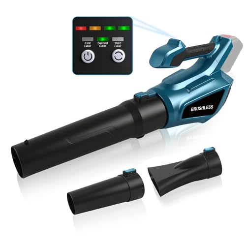 Akku Laubbläser kompatibel mit Makita Akkus (ohne Akku) | Bürstenloser Motor mit 3 Geschwindigkeiten | Max. Luftstrom 15,6 m³/min | Ideal für Laub, Staub, Schnee und Wasser von DriSubt