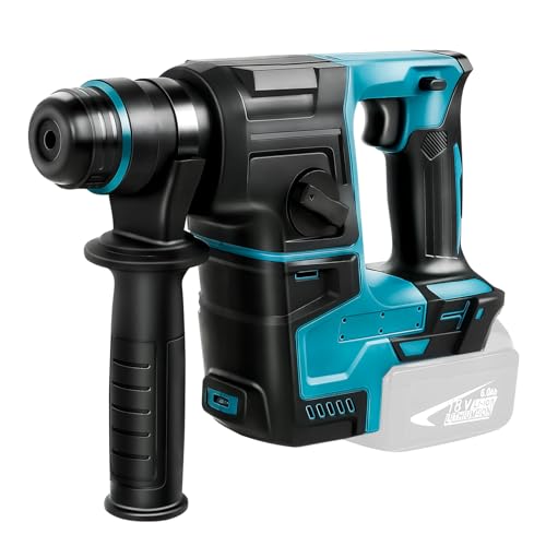 Bohrhammer für Makita 18 V Akku, bürstenlos kabellos mit Sicherheitskupplung für Beton/Mauerwerk, 2,2 Joule, 1400 U/min, 4200 bpm, 3 Anwendungsmodi mit 360°Zusatzhandgriff von DriSubt