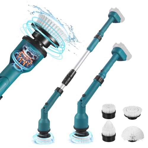 DriSubt Akku Spin Scrubber Für Makita 18V Akku, 63-125cm Dehnbar Reinigungsbürste, 4 Bürstenköpfen Für Badezimmer, Badewanne, Fliesen, Wand, BodenAuto Und Garten (Batterie Nicht Enthalten) von DriSubt