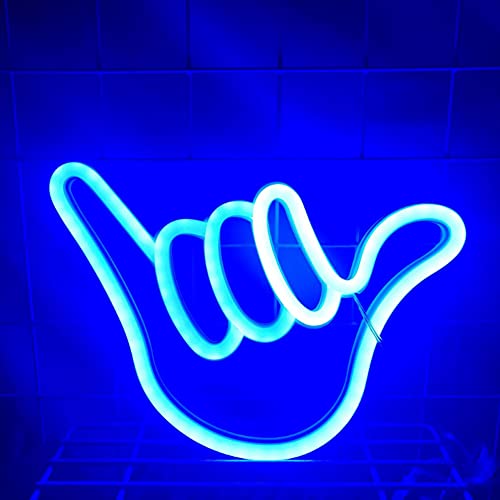 Finger Neon Sign Neon Light Leuchtreklame Neon Licht Wand Led Deko Neon Schild für Schlafzimmer, Kinderzimmer, Wohnzimmer, Bar, Party, Weihnachten Wanddekoration (Blaues Licht) von DriSubt