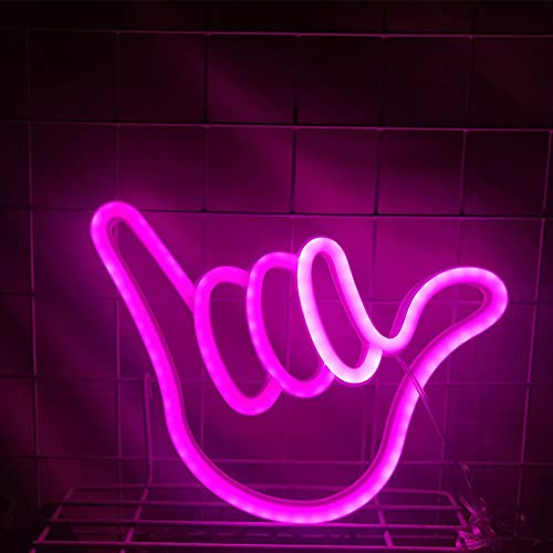 Finger Neon Sign Neon Light Leuchtreklame Neon Licht Wand Led Deko Neon Schild für Schlafzimmer, Kinderzimmer, Wohnzimmer, Bar, Party, Weihnachten Wanddekoration (Rosa Licht) von DriSubt