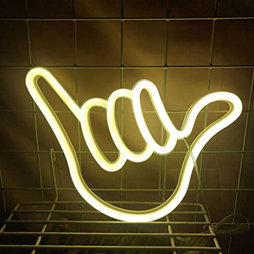 Finger Neon Sign Neon Light Leuchtreklame Neon Licht Wand Led Deko Neon Schild für Schlafzimmer, Kinderzimmer, Wohnzimmer, Bar, Party, Weihnachten Wanddekoration (Warmweißes Licht) von DriSubt