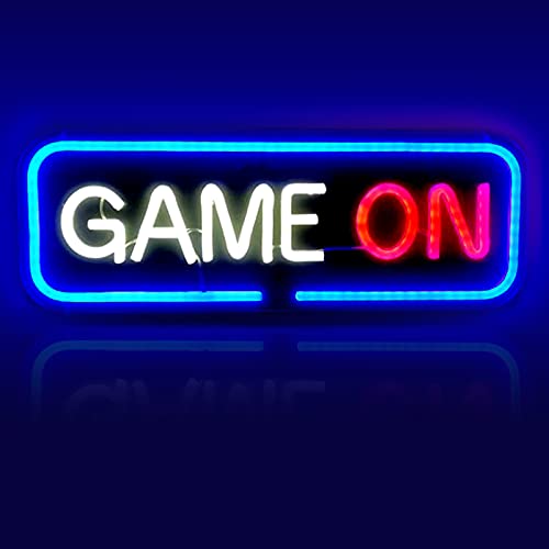 Game On Beschriftungen Leuchtreklame, 16-Zoll USB Spiel Neonlicht, Neon Wandleuchte für Schlafzimmer, Spielzimmer, Bar, Party, Deko, Coole Geschenke für Gamer von DriSubt