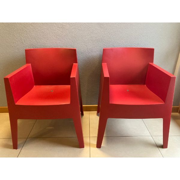 2er-Set rote Kinder-Sessel von Philippe Starck, Driade von Driade