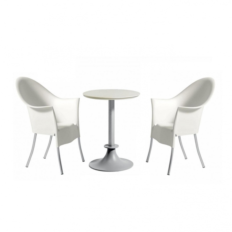 Driade - Lord Yi + Yo Set aus 1 Tisch + 2 Stühlen - Stühle weiß/Tisch elfenbein/Kunststoff / Polypropylen/2 Stühle + 1 Tisch von Driade