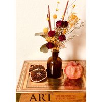 Getrocknete Blumen Herbst Arrangement Bernstein Vase Dekor, Dekoration, Schreibtisch, Event Hochzeit Mittelstück, Herbstblumen, Everlasting von DriedFlowersBouquet