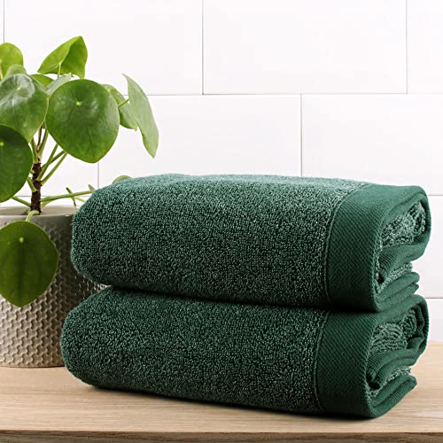 Drift Home - Abode Eco – Handtuch aus 80% BCI-Baumwolle, 20% recyceltem Polyester (2er-Pack) – Bettgröße 50 x 90 cm, Dunkelgrün von Drift Home