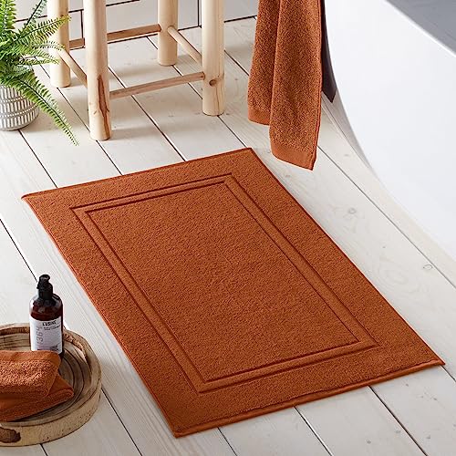 Drift Home - Terrakotta-Badematte (50 x 80 cm) – weich & saugfähig – 550 g/m² Premium-Badezimmermatte – nachhaltige Baumwolle (BCI) – recycelt – maschinenwaschbar – Badteppich Orange Terracotta – von Drift Home