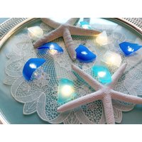 Seeglas 10 Led Lichterkette Girlande, 1 M Sommer Lichterkette, See Haus Dekor, Kobaltblau, Hellblau, Seafoam Zuchtglas von DriftAndWoodAtelier