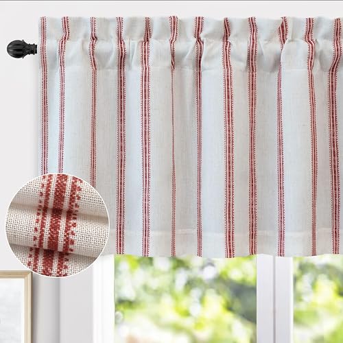 DriftAway Farmhouse Leinenmischung, Verdunkelungsvolant für Küche, 61 cm Länge, vertikal gestreift, bedruckt, gefüttert, Stangentasche, Raumverdunkelung, Leinenvorhang, Volant für Wohnzimmer, 132 x 61 DriftAway Farmhouse Leinenmischung, Verdunkelungsvolant für Küche, 61 cm Länge, vertikal gestreift, bedruckt, gefüttert, Stangentasche, Raumverdunkelung, Leinenvorhang, Volant für Wohnzimmer, 132 x 61 von DriftAway