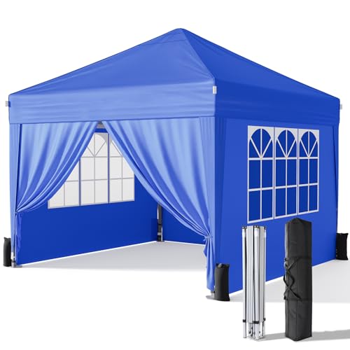 Driftalia Pop-Up-Baldachin mit Seitenwänden, 25,4 x 25,4 cm, für den Außenbereich, sofortiges Überdachungszelt mit Tragetasche, für kommerzielle Veranstaltungen, Camping, Hinterhofpartys – Blau von Driftalia