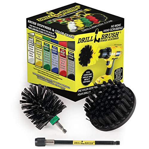 Grill Brush - Grill-Zubehör - Bohrer Brush - Schwarz-Ultra Stiff Borste-Pflegeset mit der Extension - Hartes Wasser, Calcium, Rost, Erzlagerstätten, Graffiti, Grease - Grillreiniger - Drahtbürste von Drillbrush