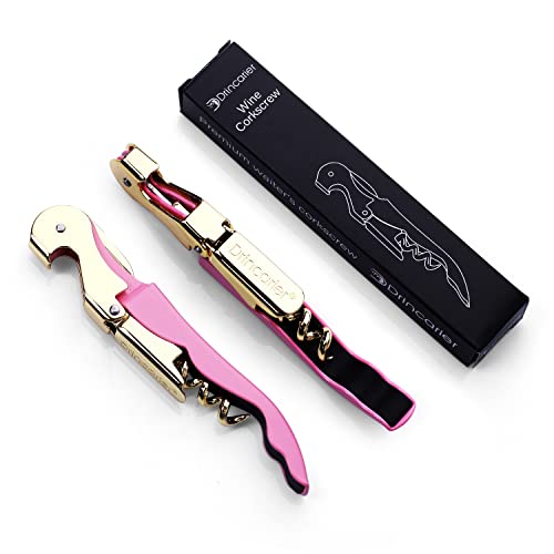 Drincarier Kellnermesser Professional Wine Openers, Upgraded Heavy Duty Edelstahl Wine Key,Classic All-in-one Corkschreck, Flaschenöffner und Foil Cutter (1Pack Pink-Gold) von Drincarier