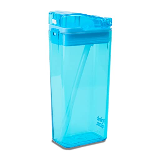 Drink in the Box 0.35L Trinkflasche mit Strohhalm aus bruchsicherem Tritan Himbeer-rot oder blau-transparent (blau) von Precidio