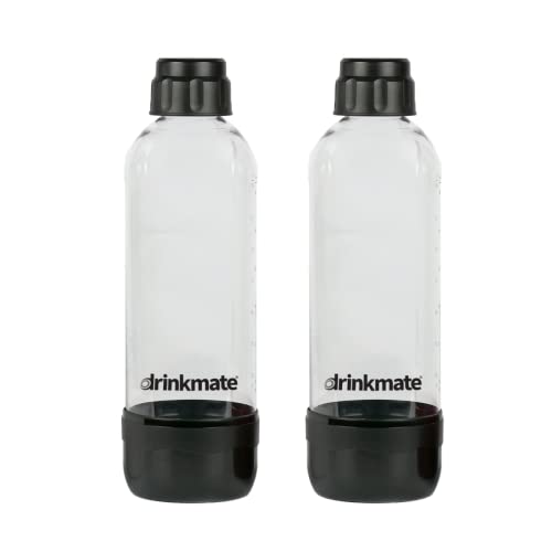DrinkMate Sprudelflaschen, 2 x 1L PET, BPA Frei, Schwarz von DrinkMate