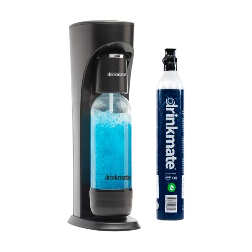 Drinkmate OmniFizz Wassersprudler und Getränkesprudler, besprudelt jegliche Getränke, inkl. 425g (bis zu 60L) CO2 Zylinder (Mattschwarz) von DrinkMate