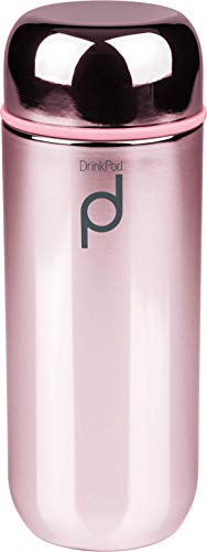 DrinkPod Doppelwandige Metallische Isolierflasche aus Edelstahl – 200ML, 6 Stunden Heiß/Kühl Auslaufsicher BPA-Frei, Metallisch Rosa, Reisetasse, Trinkflasche, unterwegs Trinken von DRINKPOD