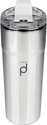 DrinkPod Doppelwandiger Metallischer Vakuum Kaffeebecher aus Edelstahl – 500ML, 6 Stunden Heiß/Kühl Auslaufsicher BPA-Frei, Metallisch Hochglanzpolitur HCF-500AG von DRINKPOD