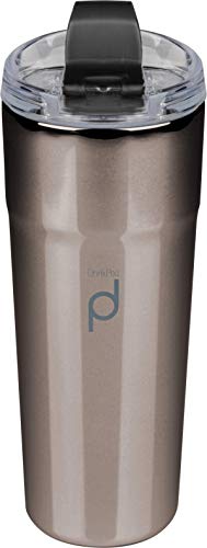 DrinkPod Doppelwandiger Metallischer Vakuum Kaffeebecher aus Edelstahl – 500ML, 6 Stunden Heiß/Kühl Auslaufsicher BPA-Frei, Metallisch Schwarz von DRINKPOD