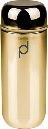 DrinkPod HCF-200AU Doppelwandige Isolierflasche aus Edelstahl – 200ML, 6 Stunden Heiß/Kühl Auslaufsicher BPA-Frei, Metallisch Gold, Reisetasse, Trinkflasche, unterwegs Trinken, 200 milliliters von DRINKPOD