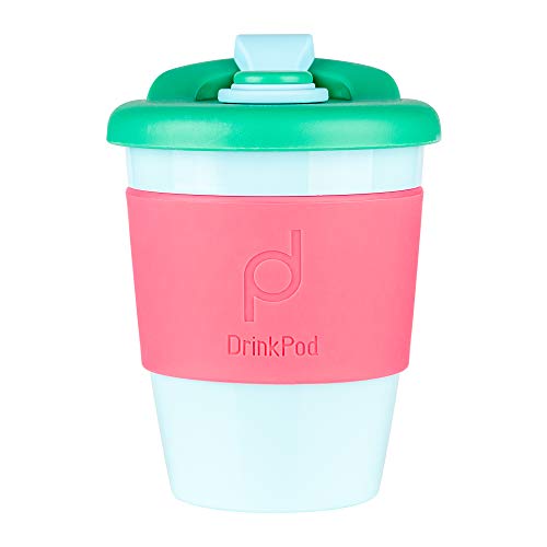 DrinkPod wiederverwendbarer BPA-frei 340 ml 12 oz Kaffeebecher / Reisetasse aus Kunststoff – LAGUNA ROSA, ROSA von Pioneer