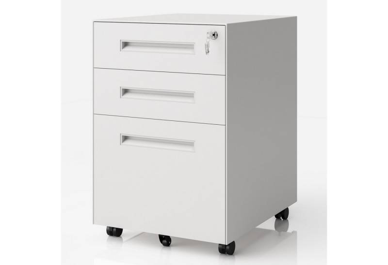 Dripex Aktenschrank Metall Rollcontainer Stahl Büroschrank mit 3 Schubladen von Dripex