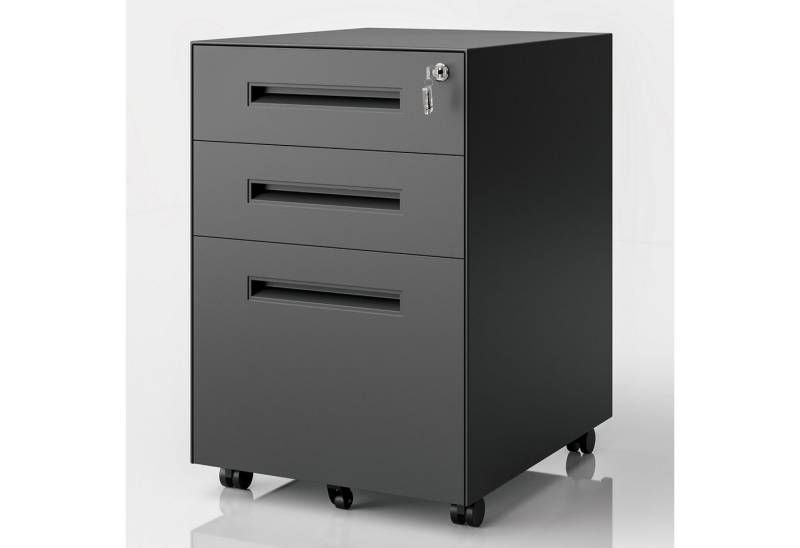 Dripex Aktenschrank Metall Rollcontainer Stahl Büroschrank mit 3 Schubladen von Dripex