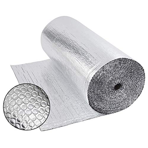 Dripex Aluminisierte Isolierfolie Dämmfolie Doppelte Alu-Luftpolsterfolie Dachisolierung 3-4mm Isolierungsfolie Wärmehaltung (0.6x25m - 15㎡) von Dripex