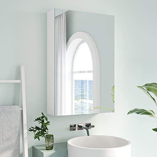 Dripex Badezimmerschrank mit Spiegel, Badspiegelschrank, Spiegelschrank Bad mit verstellbarem Einlegeboden, Weiß 30 x 50 x 12,5 cm von Dripex