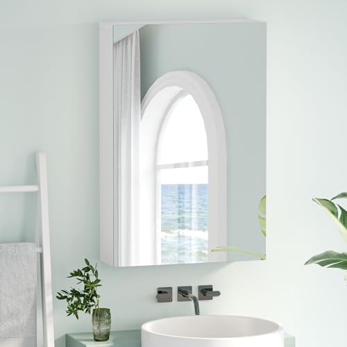 Dripex Badezimmerschrank mit Spiegel, Badspiegelschrank, Spiegelschrank Bad mit verstellbarem Einlegeboden, Weiß 40 x 60 x 12 cm von Dripex