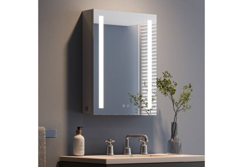 Dripex Badezimmerspiegelschrank LED Spiegelschrank mit Steckdose und Glasablage ANTI-BESCHLAG, DIMMBAR, MIT USB ANSCHLUSS, 3 LICHTFARBE von Dripex
