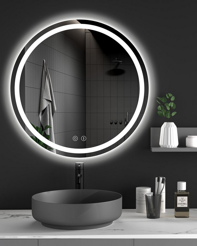 Dripex Badspiegel Rund Badezimmerspiegel LED mit UHR / Bluetooth-Lautsprecher, Dimmbar, 3 Lichtfarbe Einstellbar, Beschlagfrei Dripex Badspiegel Rund Badezimmerspiegel LED mit UHR / Bluetooth-Lautsprecher, Dimmbar, 3 Lichtfarbe Einstellbar, Beschlagfrei von Dripex