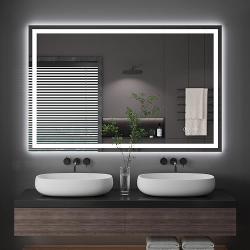 Dripex Badspiegel mit Beleuchtung Led Spiegel mit Touch-Schalter, Dimmbar, 3 Lichtfarbe Einstellbare Badezimmerspiegel mit Beleuchtung, Beschlagfrei 80 x 120 cm von Dripex