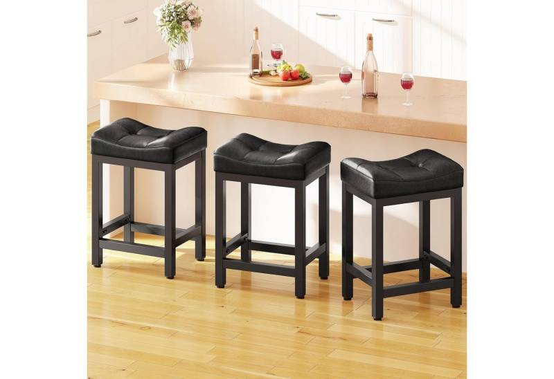 Dripex Barhocker 64cm Leder-Barhocker, schwarz, mit Metallgestell von Dripex