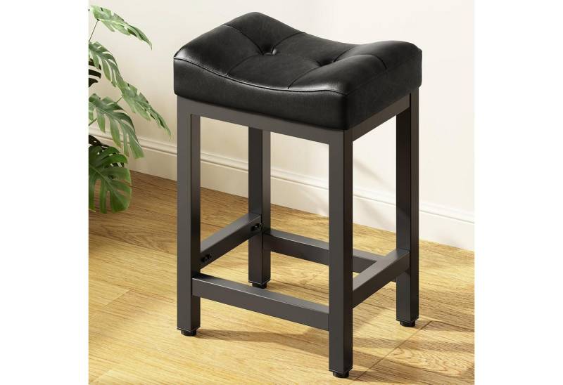 Dripex Barhocker 64cm Leder-Barhocker, schwarz, mit Metallgestell von Dripex