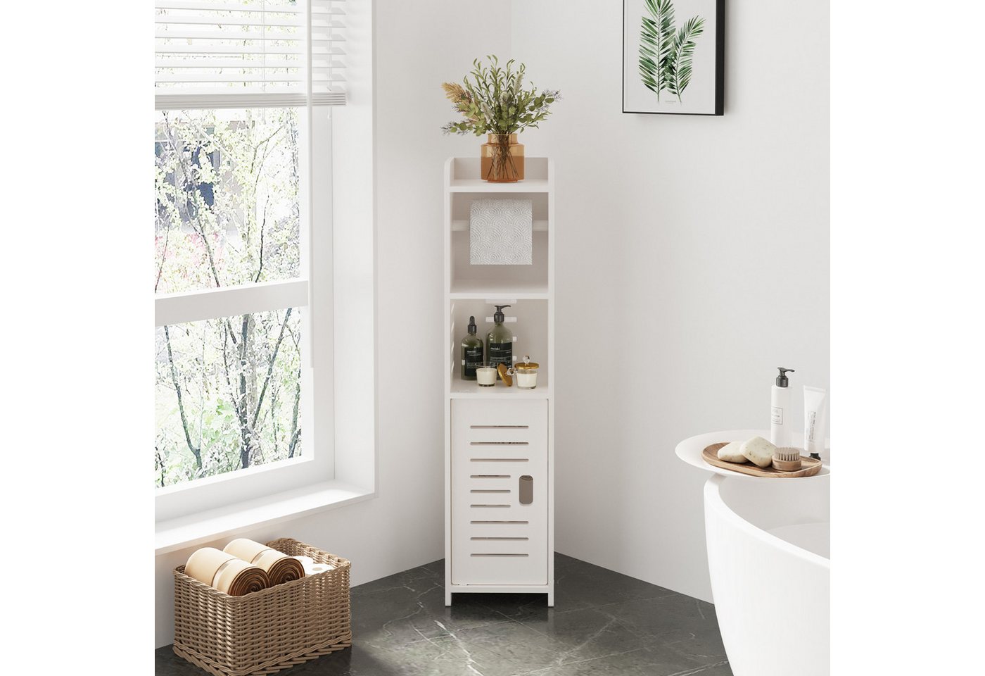 Dripex Beistellschrank Badschrank schmal, Toilettenschrank mit Papierrollenhalter, 80x18x20cm Dripex Beistellschrank Badschrank schmal, Toilettenschrank mit Papierrollenhalter, 80x18x20cm von Dripex