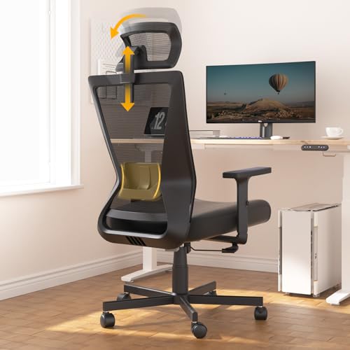 Dripex Bürostuhl, ergonomischer Schreibtischstuhl, Chefsessel mit breites Schaumstoffkissen, Nacken-, Schulter- und taillenfreundlich, höhenverstellbar, Neigungsfunktion von 90° bis 135° von Dripex