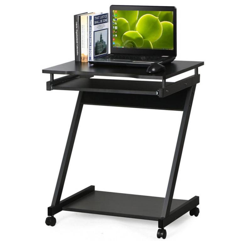 Dripex Computertisch Schreibtisch klein mit 4 Rollen in Z-förmige, mit Tastaturauszug von Dripex