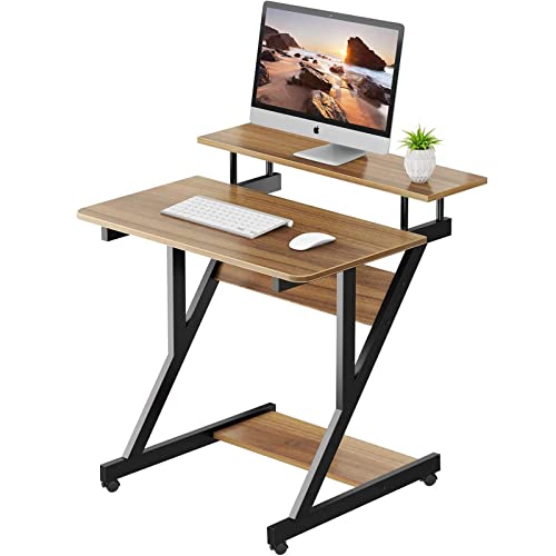 Dripex Computertisch mit Rollen Z-förmiger Schreibtisch, Mobiler Laptoptisch mit Regalen für kleine Räume, Home Office 70x60x73CM Dunkelbraun Dripex Computertisch mit Rollen Z-förmiger Schreibtisch, Mobiler Laptoptisch mit Regalen für kleine Räume, Home Office 70x60x73CM Dunkelbraun von Dripex