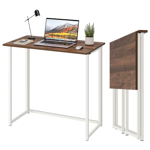 Dripex Faltbar Tisch Schreibtisch Computertisch für Homeoffice Arbeitszimmer Klappbar PC Tisch (Braun, Keine Montage) von Dripex