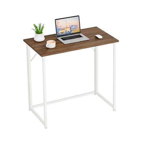 Dripex Faltbar Tisch Schreibtisch Computertisch für Homeoffice Arbeitszimmer Klappbar PC Tisch (Braun, Montage benötigt) von Dripex