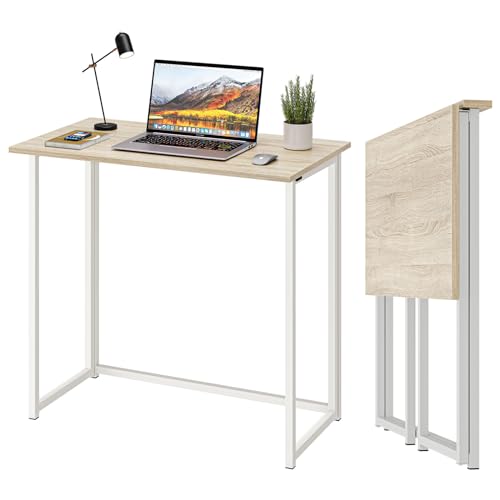 Dripex Faltbar Tisch Schreibtisch Computertisch für Homeoffice Arbeitszimmer Klappbar PC Tisch (Oak, Keine Montage) von Dripex